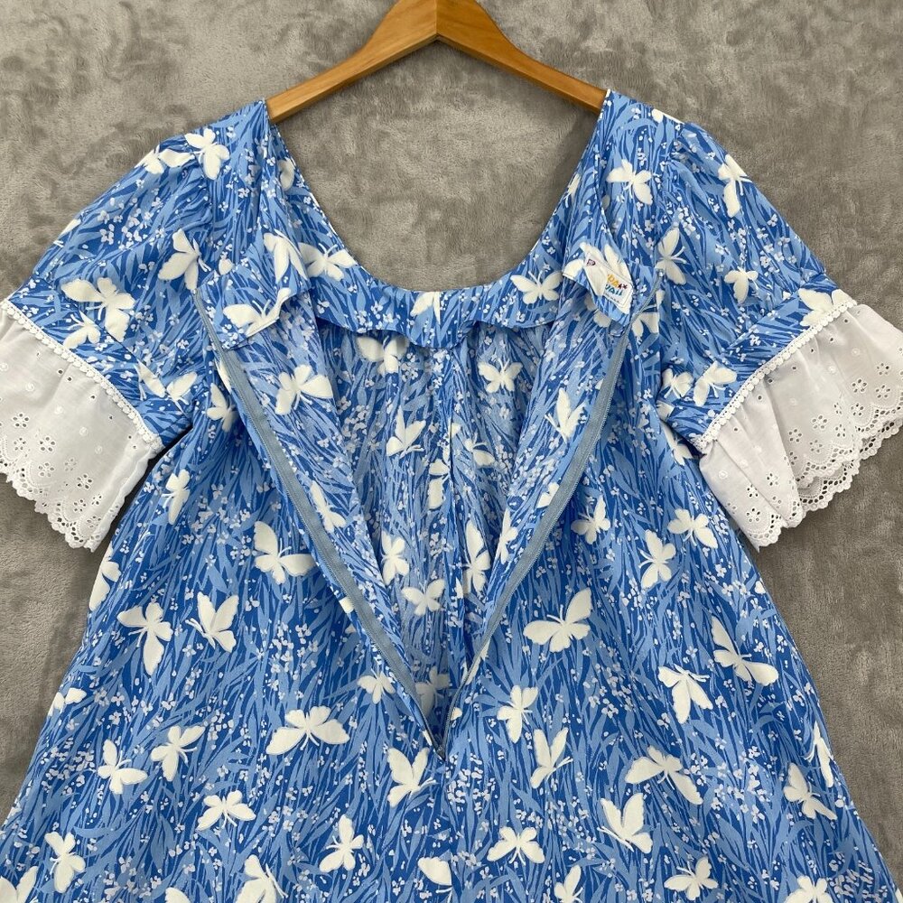 Hilda Hawaii Vintage 70s Butterfly Floral MuuMuu Midi Dress Aloha - Picture 9 of 16